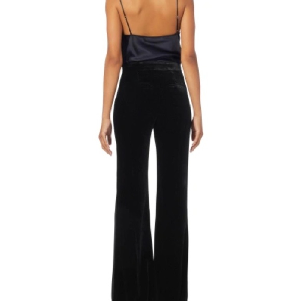 🪲 RARE Veronica Beard Ramsey Wide-leg High-waist Velvet Tux Pants, Black - Picture 3 of 15